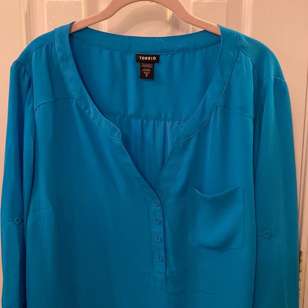 Torrid Harper blouse Size 2X Turquoise EUC